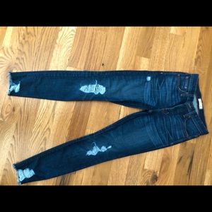 Madewell high rise skinny distressed denim.
